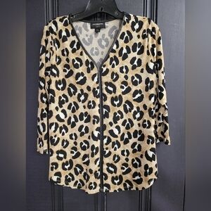 Leopard Print Blouse, 3/4 Sleeves